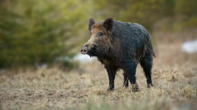 Wild boar in the field